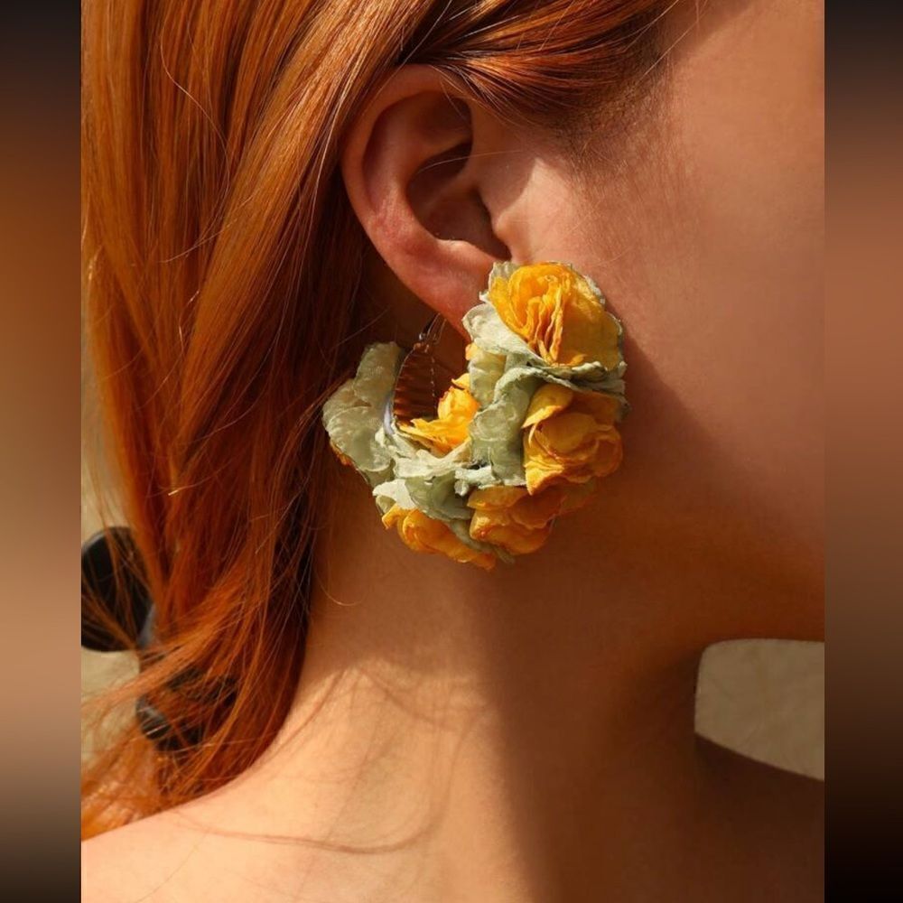 boho flower hoop earrings A542